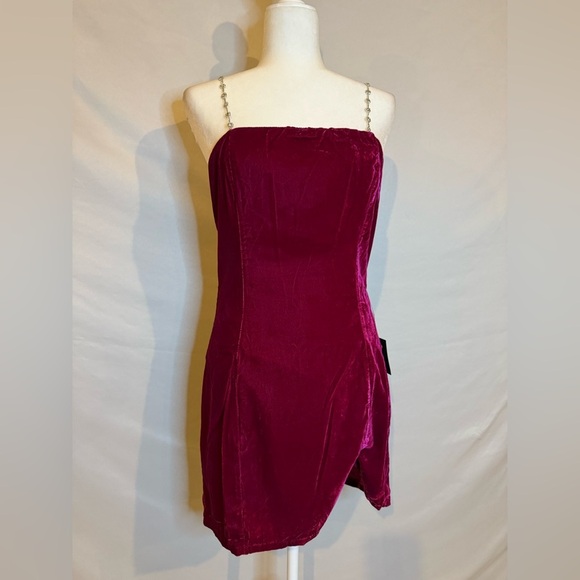 Lulus Medium Loaded With Luxe Fuchsia Velvet Rhinestone Bodycon Mini Dress - Picture 7 of 10